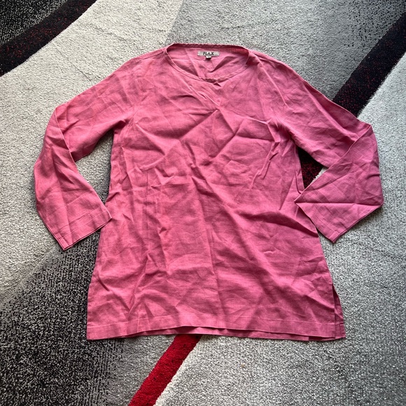 Flax Life Is Choice Cerise Linen Long Sleeve Top - Picture 1 of 3